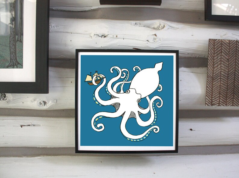 Kraken print. Nursery Art. Childrens Room Decor. image 2