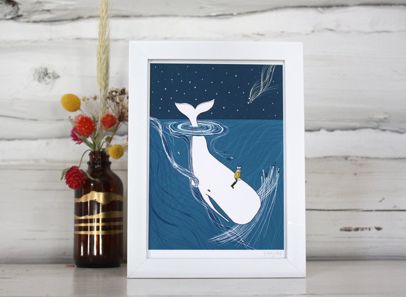 Whale nursery art. Whale Rider print image 3