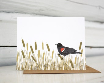 Red-winged blackbird greeting card