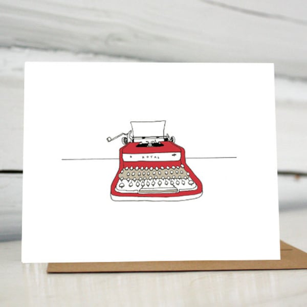 Red Royal illustrated typewriter greeting card