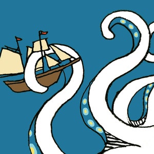 Kraken print. Nursery Art. Childrens Room Decor. image 3