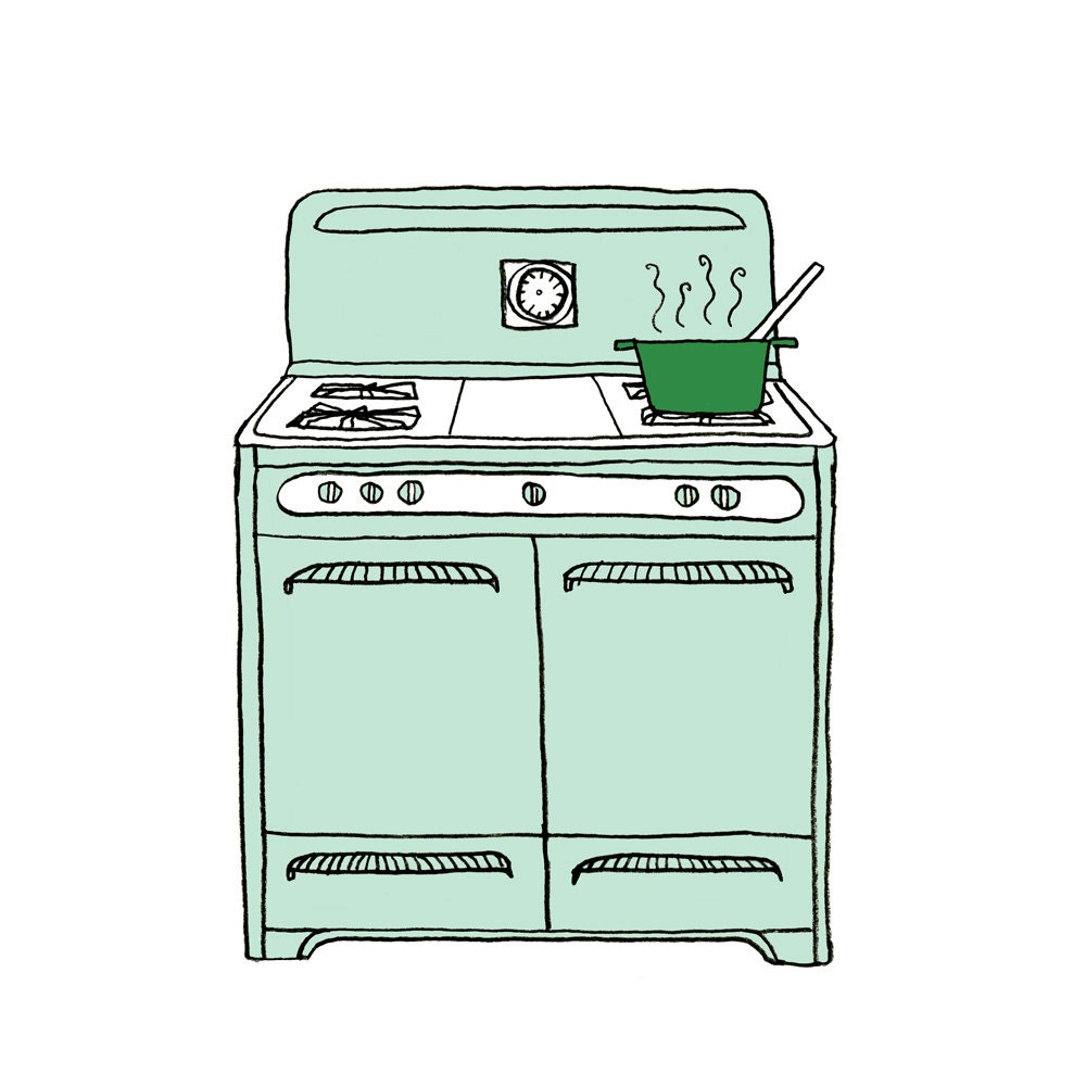 Impresión retro de la estufa de cocina | Etsy