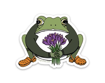 Toad with Crocus Vinyl Sticker