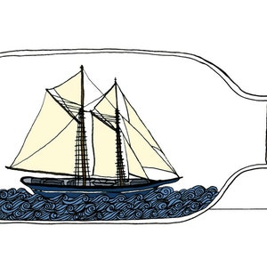 Ship in a Bottle Print - Etsy