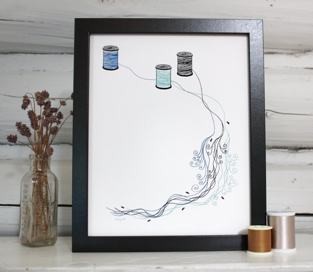 Spools of Thread Print. Sewing a River Etsy