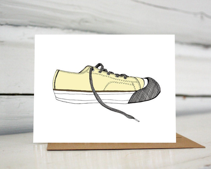 Illustrated sneaker blank greeting card converse chuck taylor | Etsy