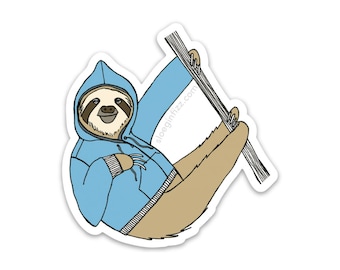 Sloth with a Hoodie vinyl sticker
