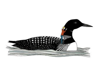 Loon with whispering woman print