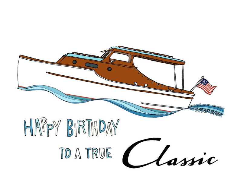 Chris Craft Boat Birthday greeting card image 2