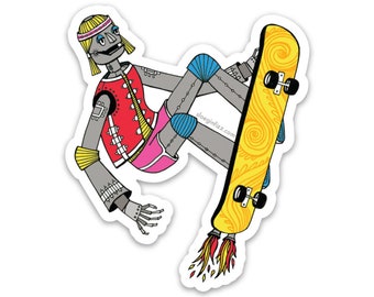 Skateboarding Robot sticker