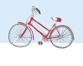 Bicycle Art. Red Schwinn bicycle illustration.