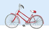 Bicycle Art. Red Schwinn bicycle illustration.