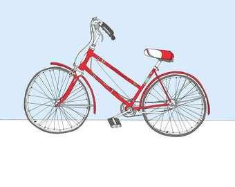 Arte de bicicletas. Ilustración de bicicleta Schwinn roja.