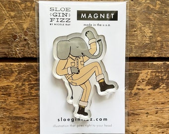 Elephant Dancing in Coveralls Refrigerator Magnet