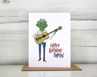 Happy Birthday, Darlin' card with Frog Cowboy