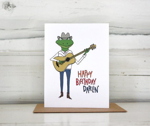 Joyeux Anniversaire Darlin Carte Avec Grenouille Cowboy Etsy Joyeux Anniversaire Darlin Carte Avec Grenouille Cowboy Etsy