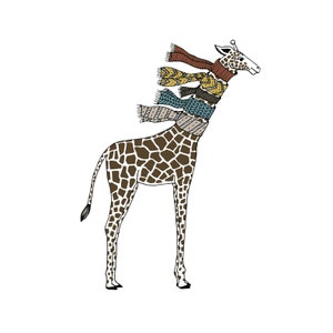 Giraffe with Scarves print
