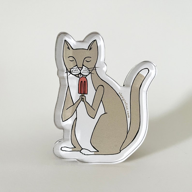 Cat with a Popsicle Refrigerator Magnet image 3