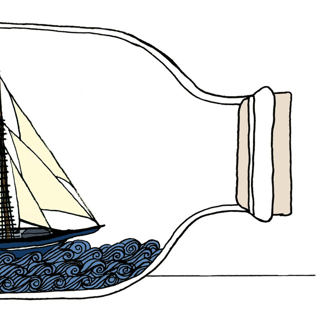 Ship in a Bottle Print - Etsy