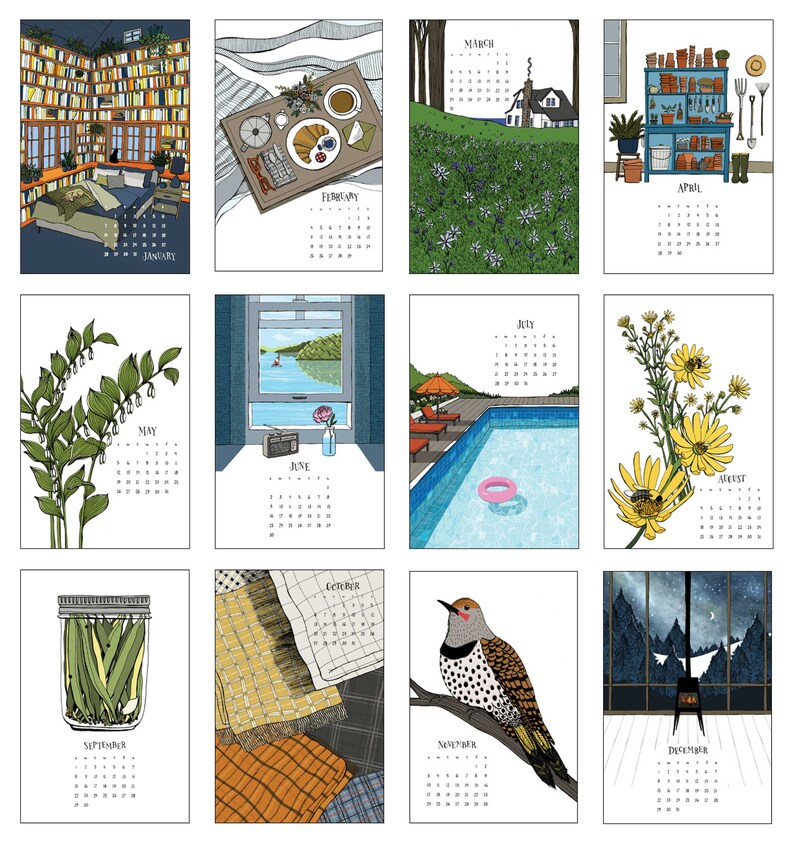 SALE 20% OFF 2024 illustrated calendar image 2