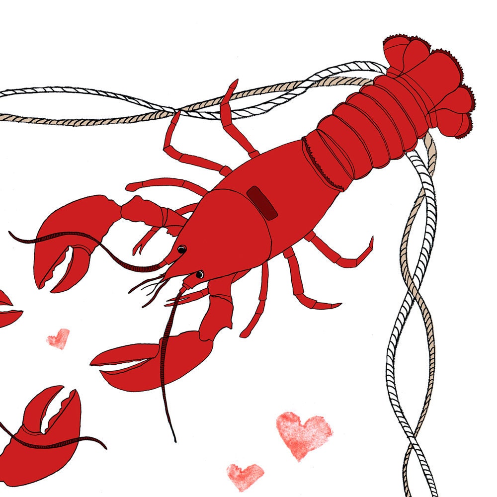 Valentine Card. Lobster Love Card for Your Maine Squeeze Etsy