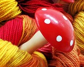 Little Red Polka Dot Mushroom Darner - Wood German UK Style Darning Egg for Socks and Handknits