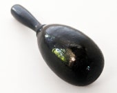 Antique Black Darning Egg - Lacquer Enamel Wood Darner for Socks and Handknits