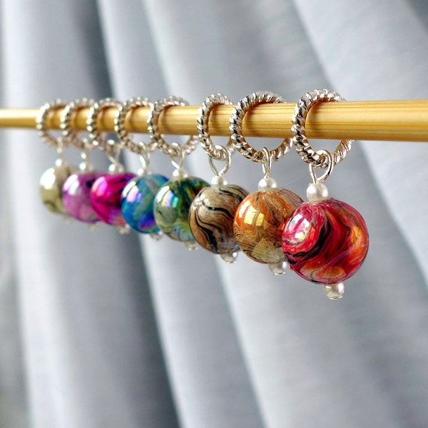 Flying Colors of the Storm - Seven Handmade Stitch Markers - Fits Up To 5.5mm (9 US) - Limited Edition