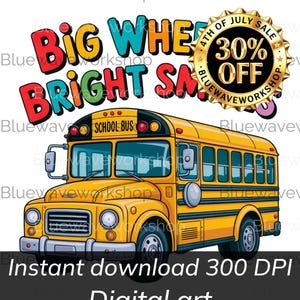Cheerful Cartoon School Bus Illustration for Kids' Educational Themes and Fun Activities - Instant Download - High-Quality Digital Art