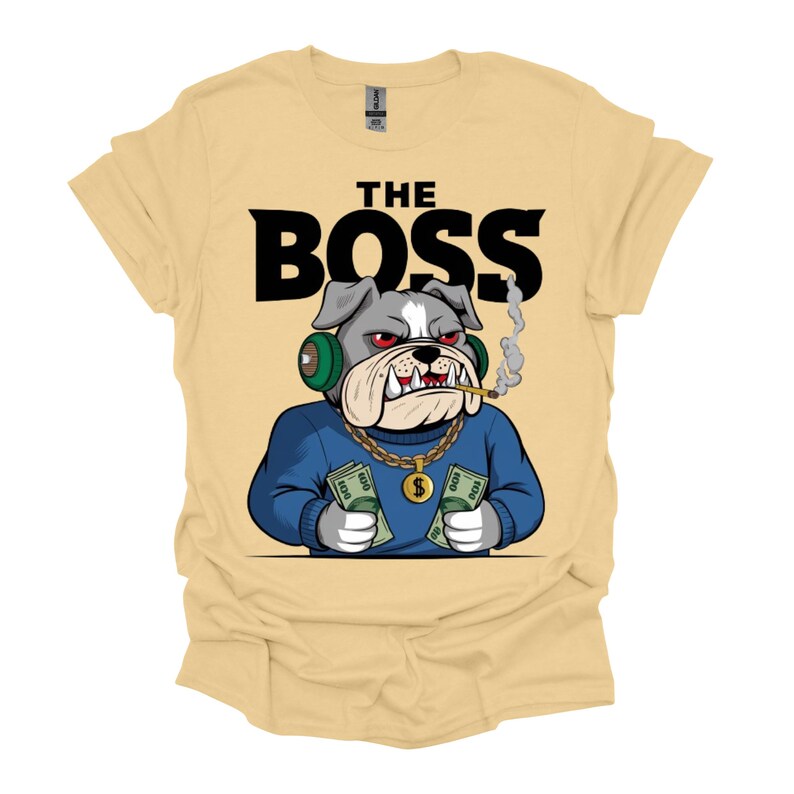 The Boss Bulldog Mens Funny Tshirt Design 300 DPI Sublimation for Bold