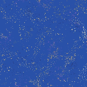 Könnte beinhalten: Ein blauer Hintergrund mit einem verstreuten Muster aus kleinen, mehrfarbigen Punkten.