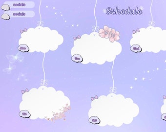 Stream Schedule Vtuber Schedule Canva Template Twitch Schedule stream planner cute vtuber assets cloudy stream