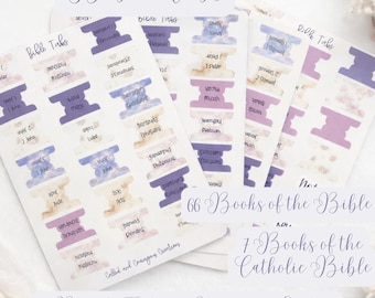 Bible Tabs | 66 Books + 7 Catholic Books, Blank, Margin Stickers
