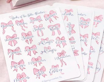 Bible Books Headers Sticker Collection | Coquette Faith Planner Journaling Supplies