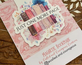 Magnetic Bookmark - Just One More Page - Wildflowers and Books