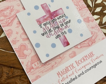Funny Magnetic Bookmark – Watercolor Cross Bible Verse Job 13:5