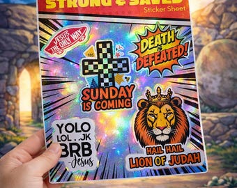 Christian Boys Sticker Sheet – Resurrection Sunday, Lion of Judah Designs