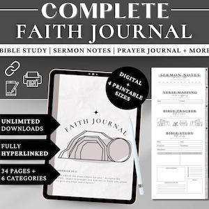 Digital Bible Study Journal Printable, Sermon Notes, Prayer Journal, Christian Faith Planner Printable, Goodnotes Bible Study Template, SOAP