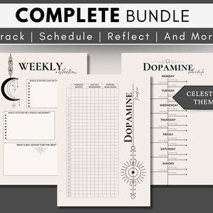 You will receive additional pages to the dopamine menu including a weekly reflections page with 3 prompts, a dopamine tracker to help you stay accountable, and a schedule to plan out your week of self-care. You can print as many pages as you like.