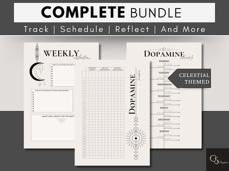 You will receive additional pages to the dopamine menu including a weekly reflections page with 3 prompts, a dopamine tracker to help you stay accountable, and a schedule to plan out your week of self-care. You can print as many pages as you like.