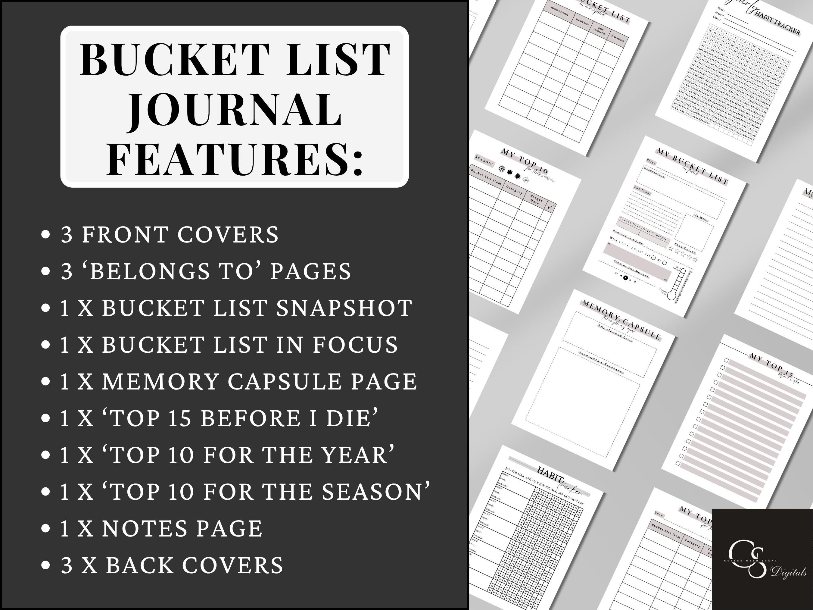 Bucket List Journal Printable: Life Goals Planner (PDF Download A4/A5 ...