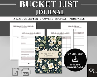 Bucket List Journal Printable: Lebensziele Planer (PDF Download A4/A5/US Letter Format)