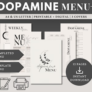 Dopamine Menu Printable: ADHD Self-Care Planner (Digital PDF A4/US Letter Size)