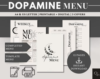Dopamine Menu Printable: ADHD Self-Care Planner (Digital PDF A4/US Letter Size)