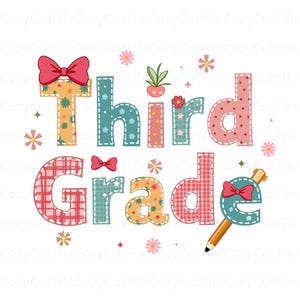 Third Grade png, Preppy Back to School Floral png, First Day of School png, Preppy School design, Cute School png, Kids Shirt Sublimation