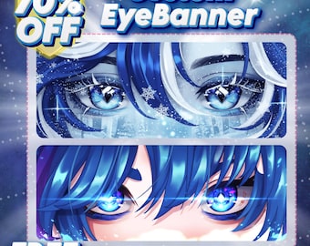 Custom Anime Eye Header Cute Aesthetic Stream Overlay Personalized VTuber Channel Cover Stylized Digital Banner Design