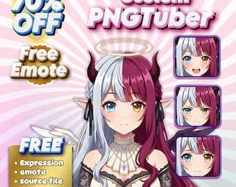 Aangepaste anime PNGTuber-avatar, gepersonaliseerd reactief png-personage, schattige kawaii stream-persona, op bestelling gemaakt model voor makers