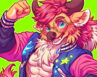 Harige buste PBB commissie schattig harig karakter gepersonaliseerde Fursona illustratie handgetekende digitale avatar gestileerde OC kunst