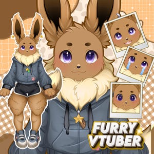 Custom Furry VTuber Avatar, Anthro Stream Character, Fursona Virtual Model, Cute Kawaii Streaming Persona for Content Creators