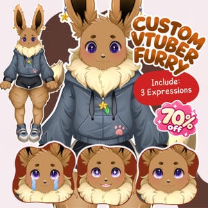 Custom Furry VTuber Avatar, Anthro Stream Character, Fursona Virtual Model, Cute Kawaii Streaming Persona for Content Creators